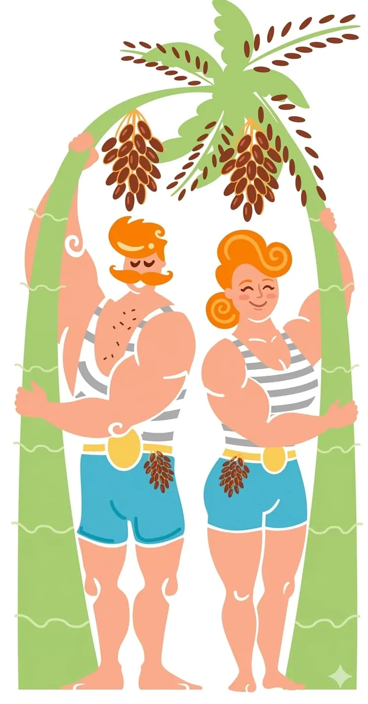 משפחת חסון במטע התמרים בעמק הירדן